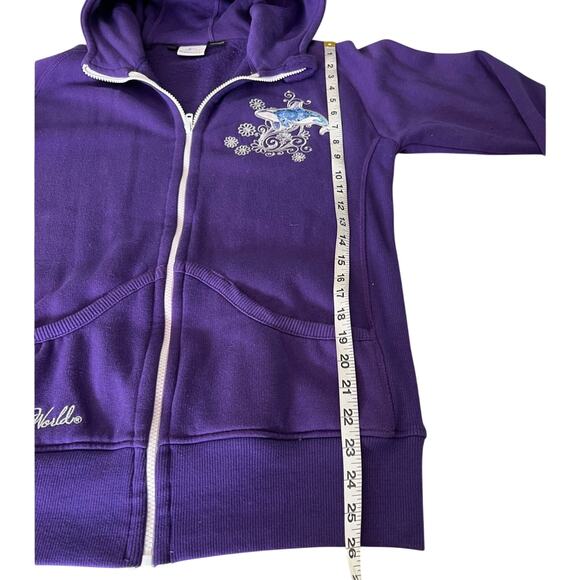 SeaWorld Sweatshirt Hoodie Jacket Purple Orca Shamu Embellished Woman’s Sz L - Picture 11 of 12
